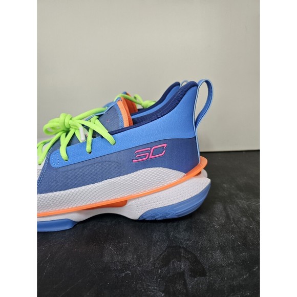Size 10 Men\'s Under Armour Curry 7 Super Soaker Sneakers 3021258-404 Basketball main image 9